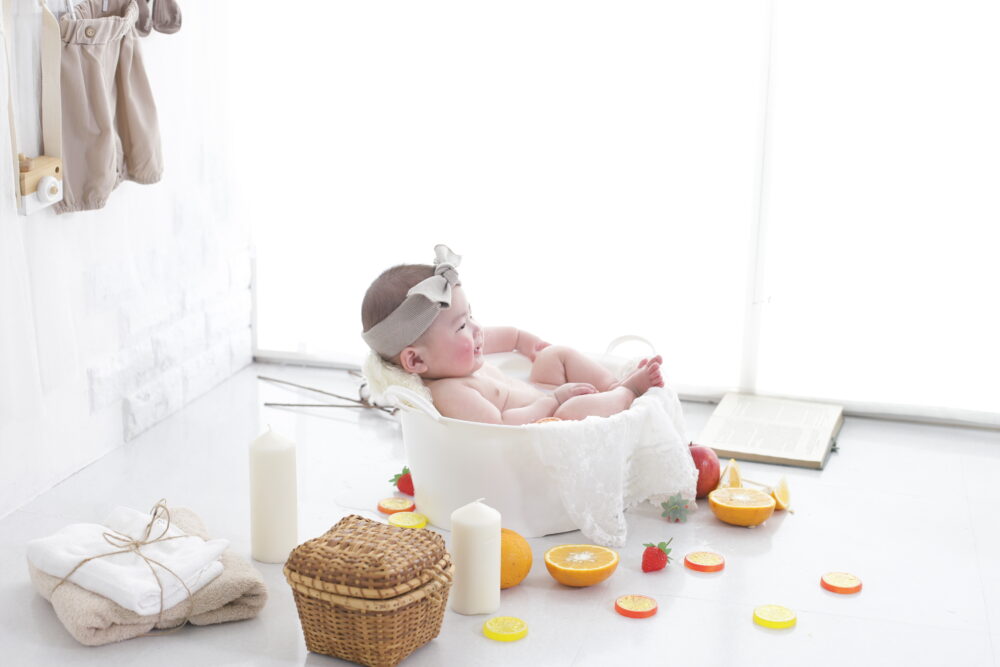 バースデーフォト・お誕生日写真_奈良_フォトスタジオワタナベ(渡辺写真館)_ミルクバス