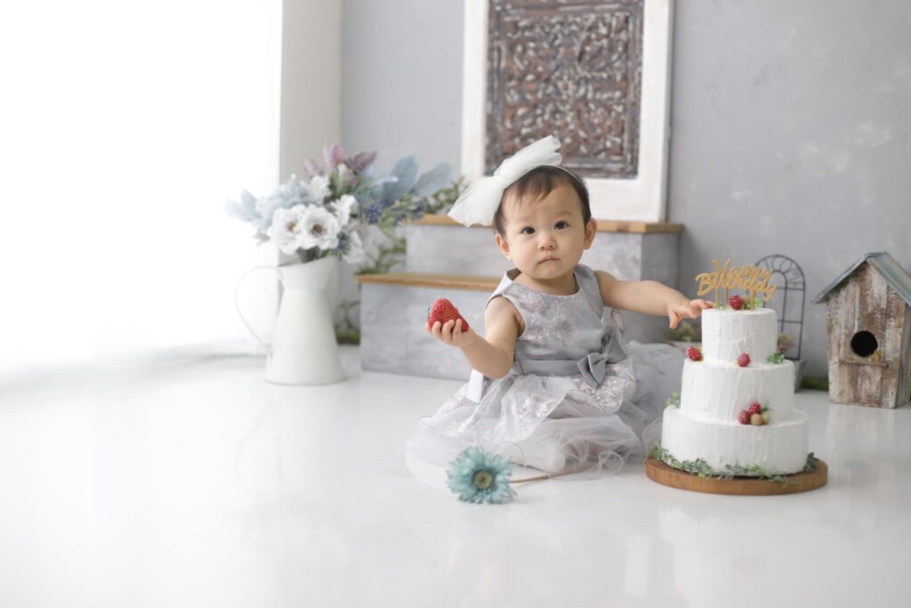 バースデーフォト・お誕生日写真_奈良_フォトスタジオワタナベ(渡辺写真館)_スマッシュケーキ